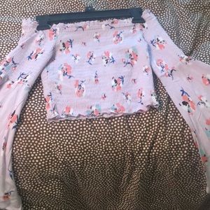 Off the Shoulder, Smocked Crop Top / Forever 21